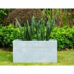 KANTE 31.5 in. L Rectangular Slate Gray Concrete/Fiberglass Indoor Outdoor Modern Elegant Planter -Vigoro Shop slate gray kante plant pots osf0131b c60611 44 1000