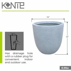 KANTE 12 in. Tall Slate Gray Lightweight Concrete Round Modern Outdoor Planter -Vigoro Shop slate gray kante plant pots rc0050b c60611 44 1000