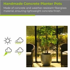 KANTE 12 in. Tall Slate Gray Lightweight Concrete Round Modern Outdoor Planter -Vigoro Shop slate gray kante plant pots rc0050b c60611 fa 1000