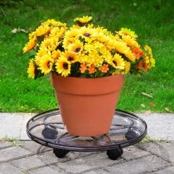 Vigoro 17 in. x 17 in. x 2.8 in. Silver Metal Plant Caddy -Vigoro Shop vigoro planter caddies 154273 1f 1000