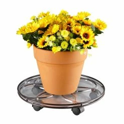 Vigoro 17 in. x 17 in. x 2.8 in. Silver Metal Plant Caddy -Vigoro Shop vigoro planter caddies 154273 4f 1000