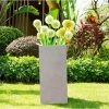 KANTE 28 in. L Square Weathered Concrete/Fiberglass Indoor Outdoor Modern Tall Planter -Vigoro Shop weathered concrete kante plant pots osf0002c c80021 2 64 1000
