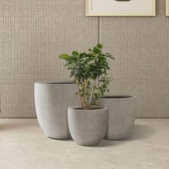KANTE 20", 16.5" & 13.3"W Round Weathered Finish Concrete Planters Set of 3, Outdoor Indoor w/Drainage Hole & Rubber Plug -Vigoro Shop weathered concrete kante plant pots rc0152bcd c80021 2 4f 1000