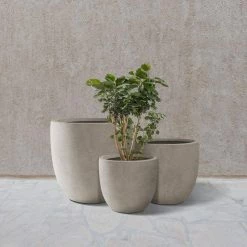KANTE 20", 16.5" & 13.3"W Round Weathered Finish Concrete Planters Set of 3, Outdoor Indoor w/Drainage Hole & Rubber Plug -Vigoro Shop weathered concrete kante plant pots rc0152bcd c80021 2 76 1000