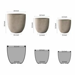 KANTE 20", 16.5" & 13.3"W Round Weathered Finish Concrete Planters Set of 3, Outdoor Indoor w/Drainage Hole & Rubber Plug -Vigoro Shop weathered concrete kante plant pots rc0152bcd c80021 2 c3 1000