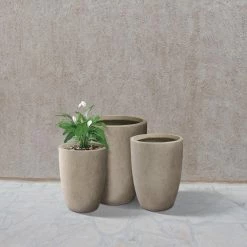 KANTE 22.4", 20.4" and 18.1"H Round Weathered Finish Concrete Planters Set of 3, Outdoor Indoor w/Drainage Hole & Rubber Plug -Vigoro Shop weathered concrete kante plant pots rc0153bcd c80021 2 1f 1000