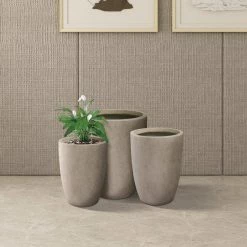 KANTE 22.4", 20.4" and 18.1"H Round Weathered Finish Concrete Planters Set of 3, Outdoor Indoor w/Drainage Hole & Rubber Plug -Vigoro Shop weathered concrete kante plant pots rc0153bcd c80021 2 44 1000