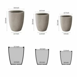 KANTE 22.4", 20.4" and 18.1"H Round Weathered Finish Concrete Planters Set of 3, Outdoor Indoor w/Drainage Hole & Rubber Plug -Vigoro Shop weathered concrete kante plant pots rc0153bcd c80021 2 c3 1000