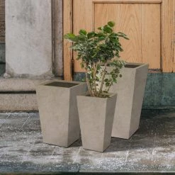 KANTE 24.4", 18" &15.7"H Weathered Finish Concrete Tall Planter Set of 3, Large Outdoor Indoor w/ Drainage Hole & Rubber Plug -Vigoro Shop weathered concrete kante plant pots rf2015017cde c80021 2 1f 1000