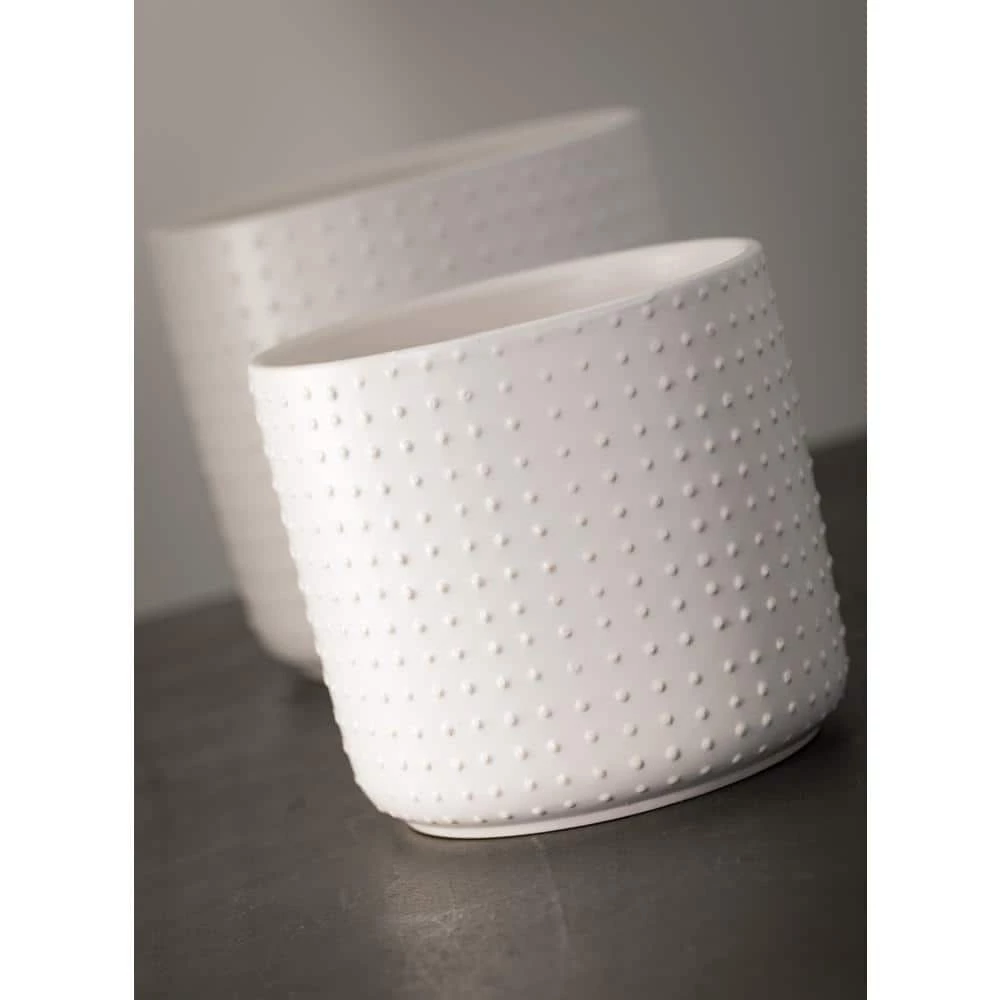 SULLIVANS White Ceramic Planter (Set of 2) 4 SULLIVANS White Ceramic Planter (Set of 2) - Image 2