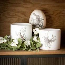 SULLIVANS Spring Print Decorative Pots - Set of 3 -Vigoro Shop white sullivans plant pots cmt1199 4f 1000