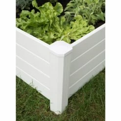 Vigoro 4 ft. x 4 ft. x 15 in. White Vinyl Raised Garden Bed -Vigoro Shop white vigoro raised planter boxes 26001v 1f 1000