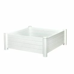 Vigoro 4 ft. x 4 ft. x 15 in. White Vinyl Raised Garden Bed -Vigoro Shop white vigoro raised planter boxes 26001v 44 1000