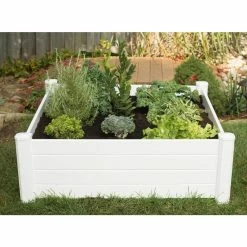 Vigoro 4 ft. x 4 ft. x 15 in. White Vinyl Raised Garden Bed -Vigoro Shop white vigoro raised planter boxes 26001v 4f 1000
