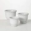 SULLIVANS Whitewashed Scalloped Edge Cement Pot - Set of 3 -Vigoro Shop whitewashed sullivans plant pots cmt1211 64 1000